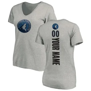 Custom Women's Minnesota Timberwolves Ash Custom Backer T-Shirt