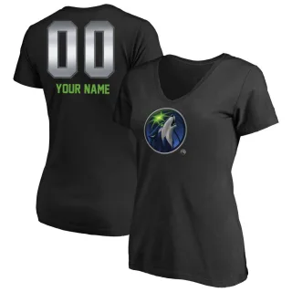 Custom Women's Minnesota Timberwolves Black Custom Midnight Mascot T-Shirt