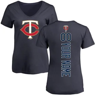 Custom Women's Minnesota Twins Custom Backer Slim Fit T-Shirt - Navy