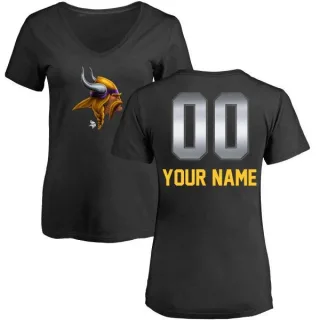 Custom Women's Minnesota Vikings Custom Midnight Mascot T-Shirt - Black