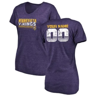 Custom Women's Minnesota Vikings Custom Retro Tri-Blend V-Neck T-Shirt - Purple