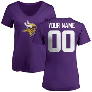 Custom Women's Minnesota Vikings Name & Number Logo Custom Slim Fit T-Shirt - Purple