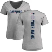 Custom Women's New England Patriots Custom Backer V-Neck T-Shirt - Ash