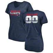 Custom Women's New England Patriots Custom Retro Tri-Blend V-Neck T-Shirt - Navy