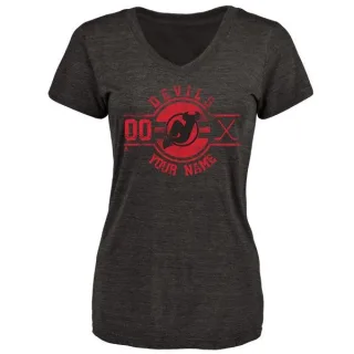 Custom Women's New Jersey Devils Custom Insignia Tri-Blend T-Shirt - Black