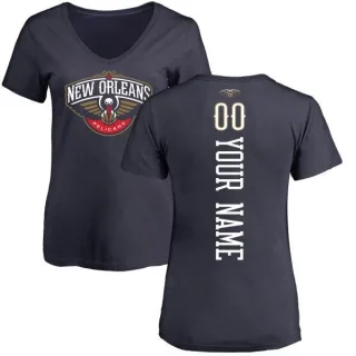 Custom Women's New Orleans Pelicans Navy Custom Backer T-Shirt