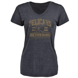 Custom Women's New Orleans Pelicans Navy Custom Baseline Tri-Blend T-Shirt