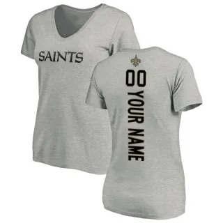 Custom Women's New Orleans Saints Custom Backer V-Neck T-Shirt - Ash