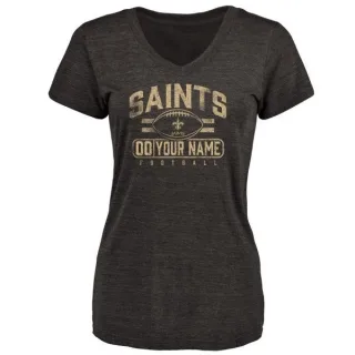 Custom Women's New Orleans Saints Custom Flanker Tri-Blend T-Shirt - Black