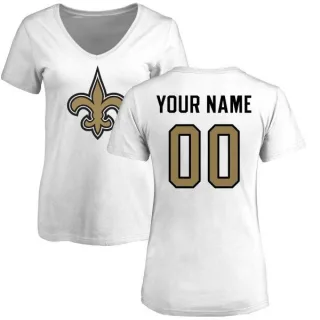 Custom Women's New Orleans Saints Custom Name & Number Logo Slim Fit T-Shirt - White