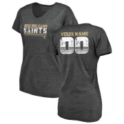 Custom Women's New Orleans Saints Custom Retro Tri-Blend V-Neck T-Shirt - Black