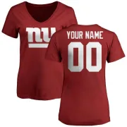 Custom Women's New York Giants Custom Name & Number Logo Slim Fit T-Shirt - Red