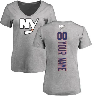 Custom Women's New York Islanders Custom Backer T-Shirt - Ash