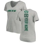 Custom Women's New York Jets Custom Backer V-Neck T-Shirt - Ash