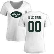 Custom Women's New York Jets Custom Name & Number Logo Slim Fit T-Shirt - White