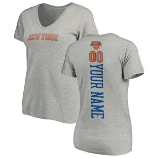 Custom Women's New York Knicks Ash Custom Backer T-Shirt