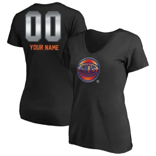 Custom Women's New York Knicks Black Custom Midnight Mascot T-Shirt