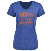 Custom Women's New York Knicks Royal Custom Baseline Tri-Blend T-Shirt