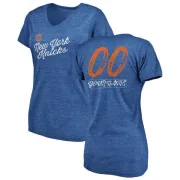 Custom Women's New York Knicks Royal Custom Sideline Tri-Blend V-Neck T-Shirt