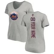 Custom Women's New York Mets Custom Backer Slim Fit T-Shirt - Ash