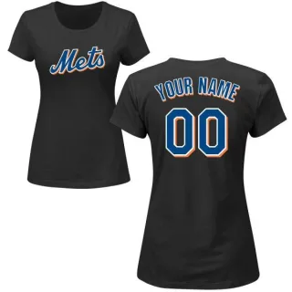 Custom Women's New York Mets Custom Name & Number T-Shirt - Black