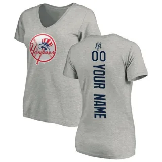 Custom Women's New York Yankees Custom Backer Slim Fit T-Shirt - Ash