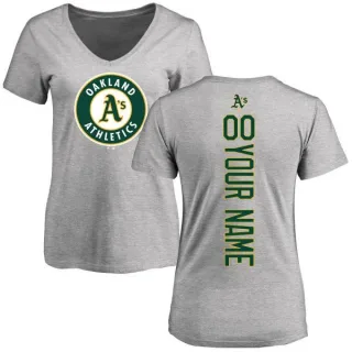 Custom Women's Oakland Athletics Custom Backer Slim Fit T-Shirt - Ash