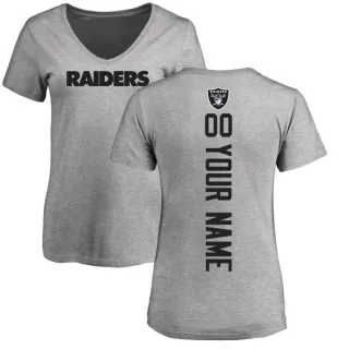 Custom Women's Oakland Raiders Custom Backer V-Neck T-Shirt - Ash