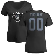 Custom Women's Oakland Raiders Name & Number Logo Custom Slim Fit T-Shirt - Black