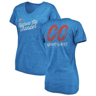 Custom Women's Oklahoma City Thunder Blue Custom Sideline Tri-Blend V-Neck T-Shirt