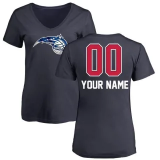 Custom Women's Orlando Magic Navy Custom Name and Number Banner Wave V-Neck T-Shirt