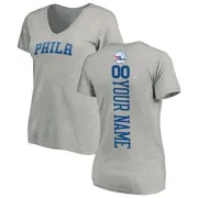 Custom Women's Philadelphia 76ers Ash Custom Backer T-Shirt