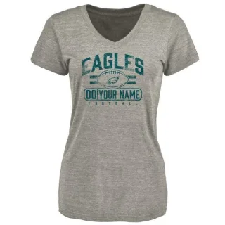 Custom Women's Philadelphia Eagles Custom Flanker Tri-Blend T-Shirt - Heathered Gray