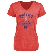 Custom Women's Philadelphia Phillies Custom Base Runner Tri-Blend T-Shirt - Red