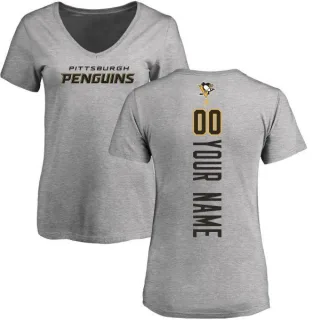 Custom Women's Pittsburgh Penguins Custom Backer T-Shirt - Ash