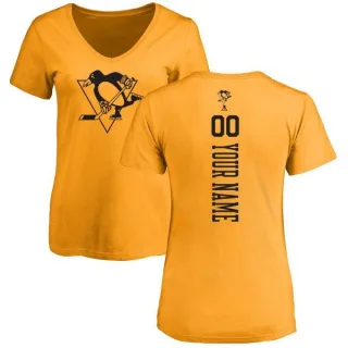 Custom Women's Pittsburgh Penguins Custom One Color Backer T-Shirt - Gold