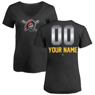 Custom Women's Pittsburgh Pirates Custom Midnight Mascot V-Neck T-Shirt - Black