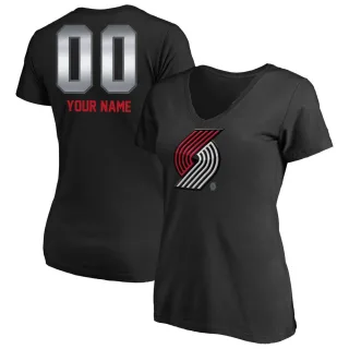 Custom Women's Portland Trail Blazers Black Custom Midnight Mascot T-Shirt