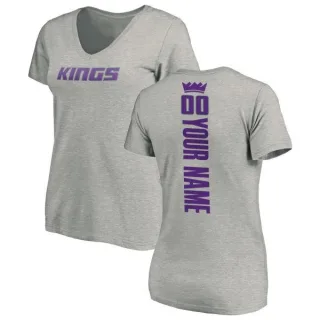 Custom Women's Sacramento Kings Ash Custom Backer T-Shirt