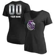 Custom Women's Sacramento Kings Black Custom Midnight Mascot T-Shirt