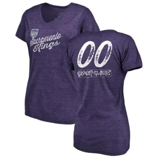 Custom Women's Sacramento Kings Purple Custom Sideline Tri-Blend V-Neck T-Shirt