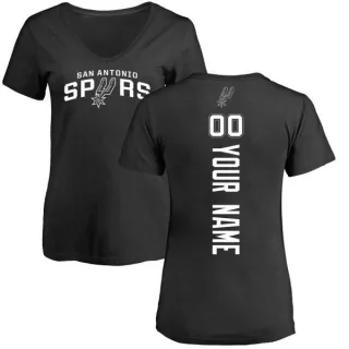 Custom Women's San Antonio Spurs Black Custom Backer T-Shirt