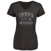 Custom Women's San Antonio Spurs Black Custom Baseline Tri-Blend T-Shirt