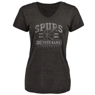 Custom Women's San Antonio Spurs Black Custom Baseline Tri-Blend T-Shirt