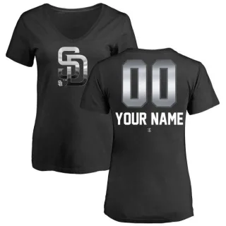 Custom Women's San Diego Padres Custom Midnight Mascot V-Neck T-Shirt - Black