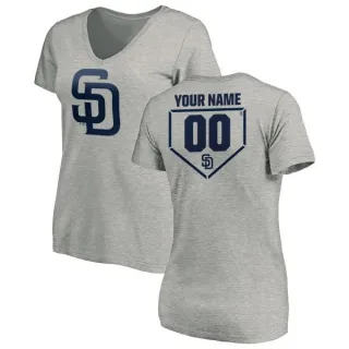 Custom Women's San Diego Padres Custom RBI Slim Fit V-Neck T-Shirt - Heathered Gray