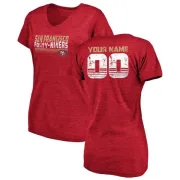 Custom Women's San Francisco 49ers Custom Retro Tri-Blend V-Neck T-Shirt - Red