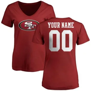 Custom Women's San Francisco 49ers Name & Number Logo Custom Slim Fit T-Shirt - Red