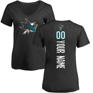 Custom Women's San Jose Sharks Custom Backer T-Shirt - Black