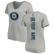 Custom Women's Seattle Mariners Custom Backer Slim Fit T-Shirt - Ash